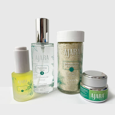 Daily Face Care Kit for Mature or Dry Skin Without Coconut Rose Softening Wash Facial Kit Ajara